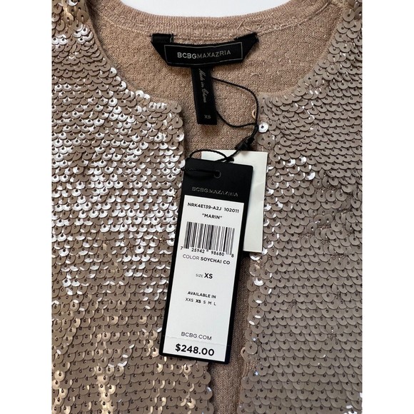 New BCBG Women Top XS Cropped Shrug Cardigan Short Sleeve Designer $248 now $99 - Picture 7 of 9